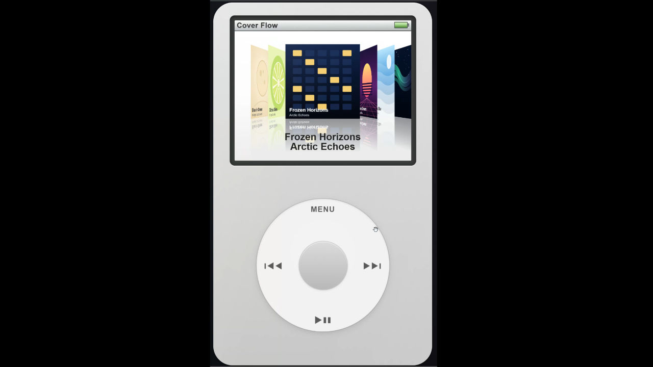 ブラウザ上で再現したiPod classicのCover Flow画面